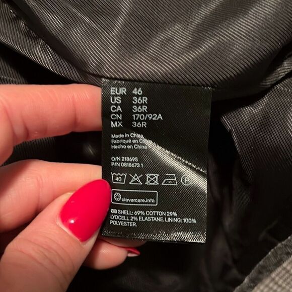 H&M Men's Gray Full Zip Plaid Lightweight Lined Bomber Jacket Size 36R NWT - Picture 13 of 13